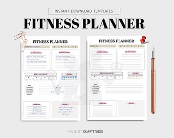 Plantilla editable de planificador de actividad física: Seguimiento de salud y entrenamiento (descarga digital)