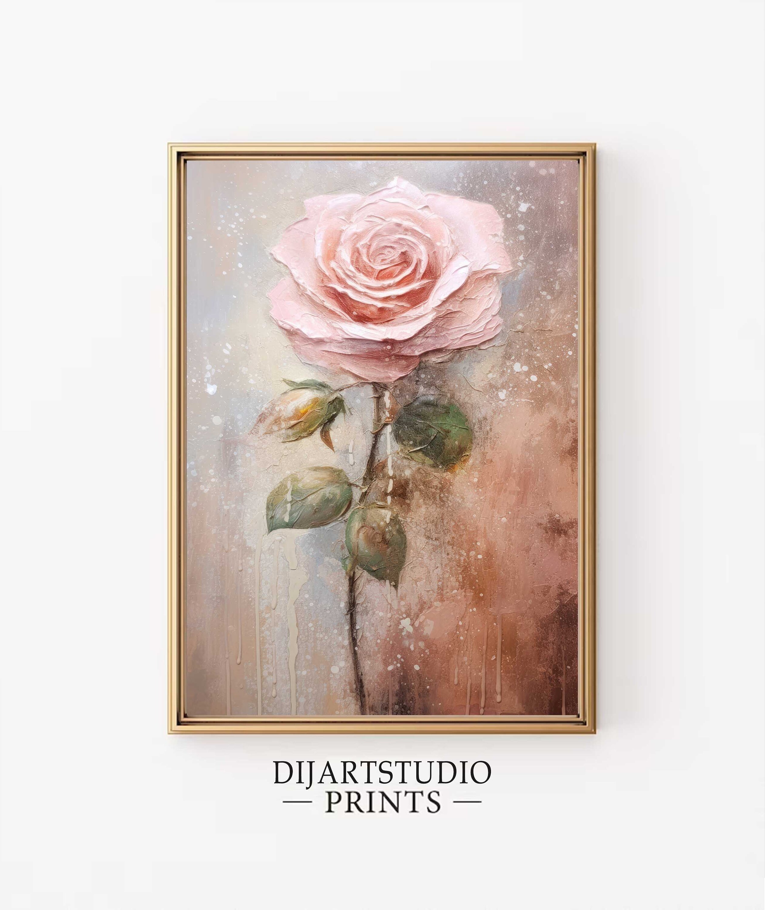 ピンクのバラの油絵：ヴィンテージの花の静物画（印刷可能） - Etsy 日本