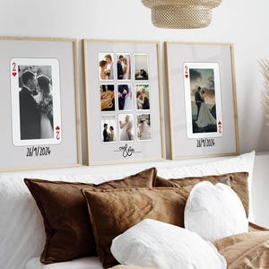 Lot de 3 affiches personnalisées, cadeau de mariage pour elle, impression de cartes à jouer personnalisées, art mural tendance, cadeau de mariage unique pour couple, cadeau d'anniversaire