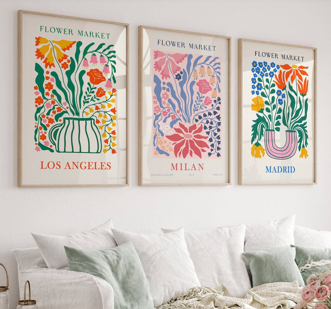Flower Market Print Set: Trendy Floral Gallery Wall Art (digital ...