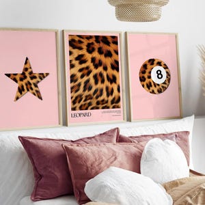 Modny nadruk z lampartem 8 Ball, plakat Retro Lucky Girl, karta asa z pocałunkiem na ścianie, wystrój mieszkania w stylu Funky Y2K