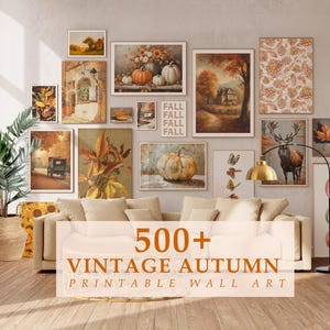 Vintage Herbst Galerie-Wand-Set von 500+, MEGA FALL PACKAGE, Eklektische Wandkunst, Herbst Poster, Vintage Herbst Dekor, Bauernhaus Dekor