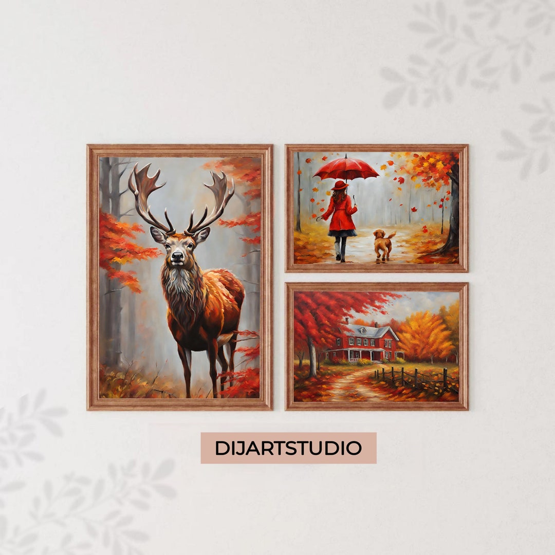 Rustic Fall Wall Art Set of 3 Autumn Gallery Wall Art Landscape Print ...