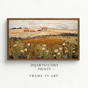 Samsung Frame TV Art, Spring Wildflower Field, Country Flowers Art, Warm Tone Wildflowers Art, Digital Download Frame TV Art