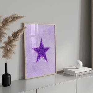 Arte mural retro de estrellas dibujadas a mano, decoración estética de moda, póster de estrellas, impresión preppy, arte mural de los años 70, arte psicodélico, descarga digital imprimible