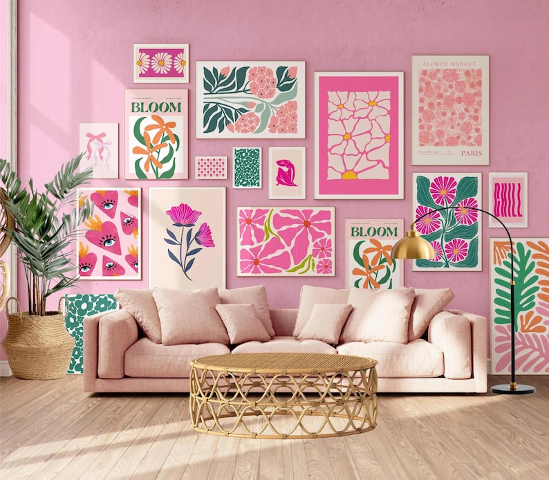 Preppy Pink Wall Art, Coquette Retro Print, Bedroom Wall Art, Dorm Room Decor, whole shop bundle, entire shop bundle,, pink coquette prints, Kitchen wall art, Bathroom Wall Art, trendy pink wall art, funny wall art, vintage gallery wall, preppy wall bundle
