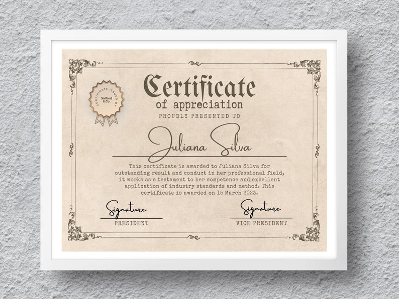 Printable Certificate Template, Editable Certificate of Appreciation ...