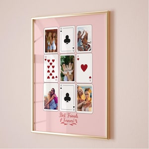 Impressão de carta de baralho personalizada, arte de parede da moda, presente para melhor amiga para ela, impressão de colagem de fotos personalizada, ideia de presente, impressão da moda, presente para melhores amigas