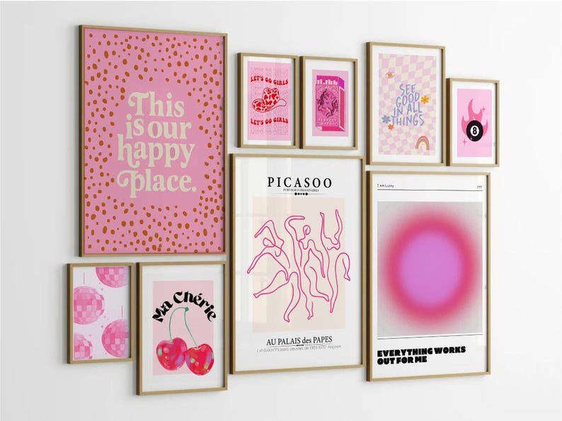 Preppy Pink Wall Art, Coquette Retro Print, Bedroom Wall Art, Dorm Room Decor, whole shop bundle, entire shop bundle,, pink coquette prints, Kitchen wall art, Bathroom Wall Art, trendy pink wall art, funny wall art, vintage gallery wall, preppy wall bundle