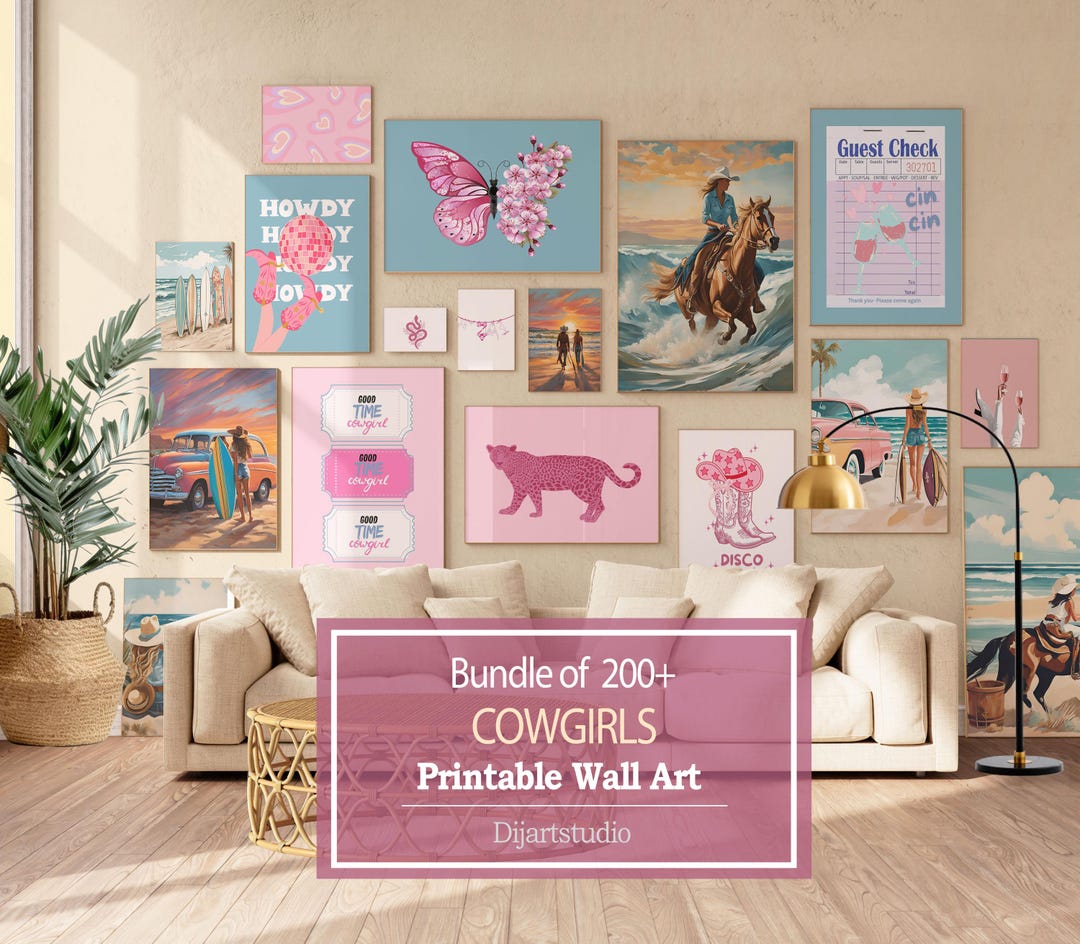 Coastal Cowgirl Wall Art Bundle: Beachy Western Prints (digital ...