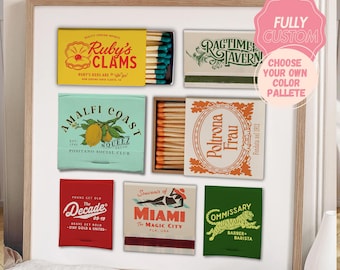 CUSTOM MATCHBOOK ART | Personalized Digital Matchbox Gift | Large Matches Print | Customized Retro Wall Poster | Unique Anniversary Gift