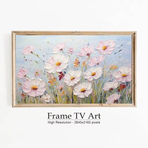 Abstract Floral Painting for Frame TV: Textured Wildflower Art (Digital Download)