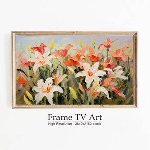 Abstract Floral Painting for Frame TV: Textured Wildflower Art (Digital Download)