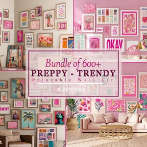 Mega Bundle of 600+ Pink Eclectic Print, Flower Wall Art, Trendy Decor, Maximalist Wall Art, Trendy Print, College Room Decor, Preppy Poster