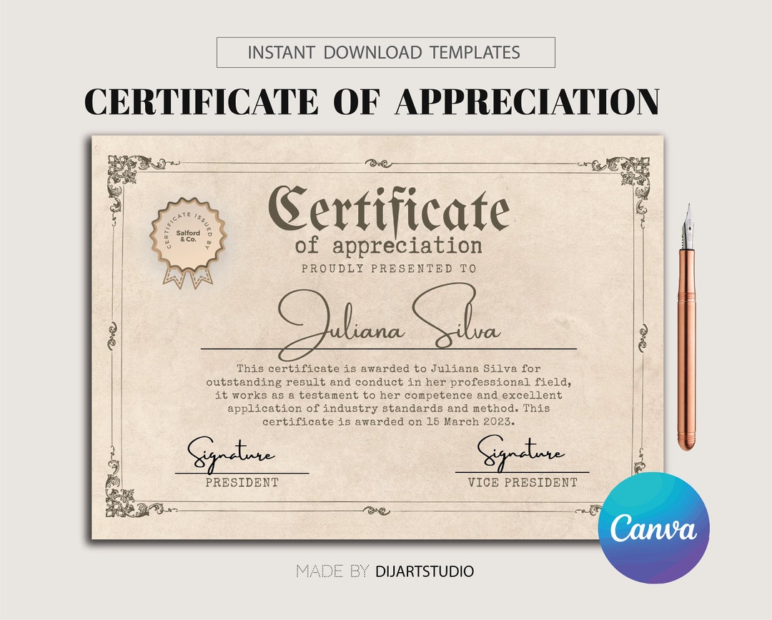 Printable Certificate Template Editable Certificate Of Appreciation Printable Certificate Template Editable Certificate Of Appreciation