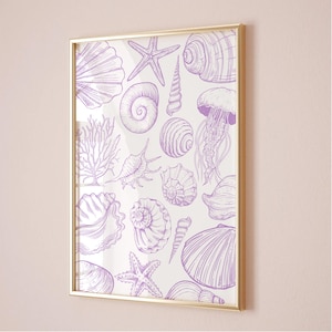 Seashell Art Print: Trendy Coastal Decor (Digital Printable)