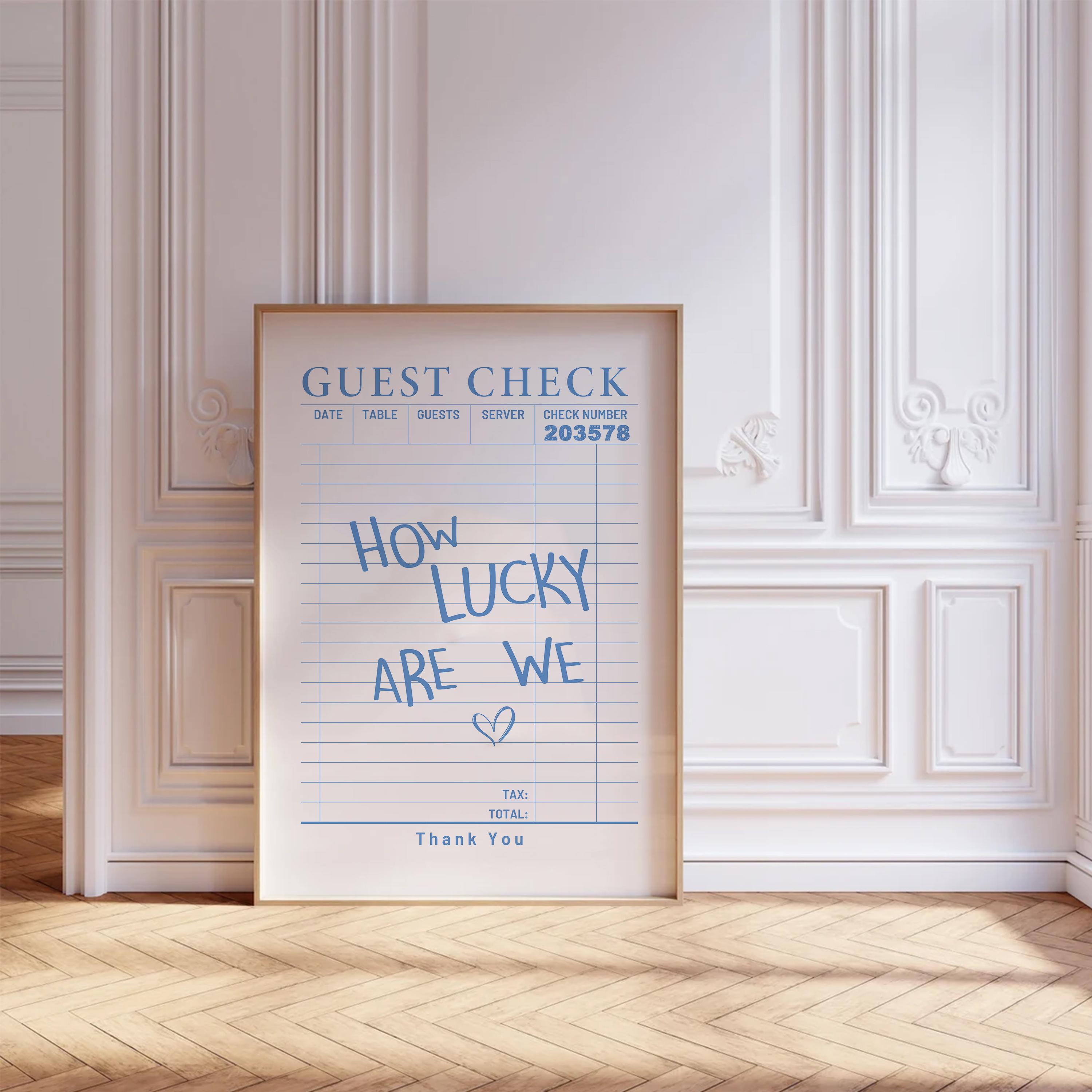 We Check How Lucky Are We, Guest Check Prints Trendy Wall Art Blue Aesthetic ...