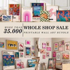 Whole Shop Print Sale, Bundle Wand Kunst, Vintage Galerie-Set, Eklektische und Maximalistische Drucke, Küche Wanddekoration, Boho Gemälde, Trendige Poster