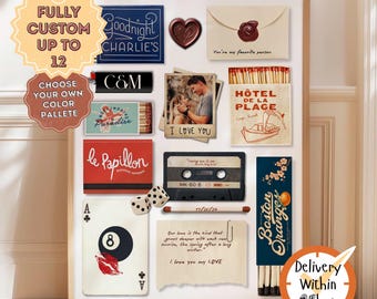 CUSTOM MATCHBOOK ART | Personalized Digital Matchbox Gift | Large Matches Print | Customized Retro Wall Poster | Unique Anniversary Gift