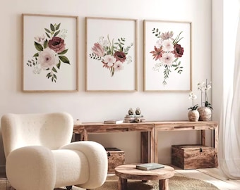 Watercolor Wildflower Prints Set: Boho Floral Gallery Wall (Digital Download)