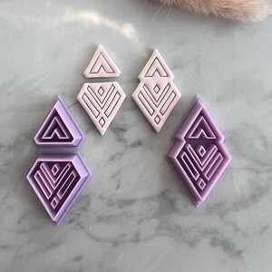 Art Deco Embossed Triangle Shape Polymer Clay Jewellery Cutter