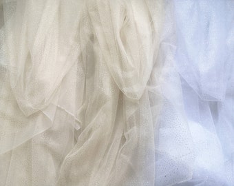 Tulle à paillettes de haute qualité, tulle paillettes, tissu de dentelle de voile de mariée de mariage, tulle champagne / blanc / ivoire, robe de bricolage Tulle fournitures de couture