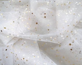 Gold Paint Dots Tulle, Sparkle Tulle, Ivoire / Champagne / Dentelle Noire Tulle, Voile Mariage Tulle Tissu, BRICOLAGE Vêtements Robe Tulle Matériel Accessoires