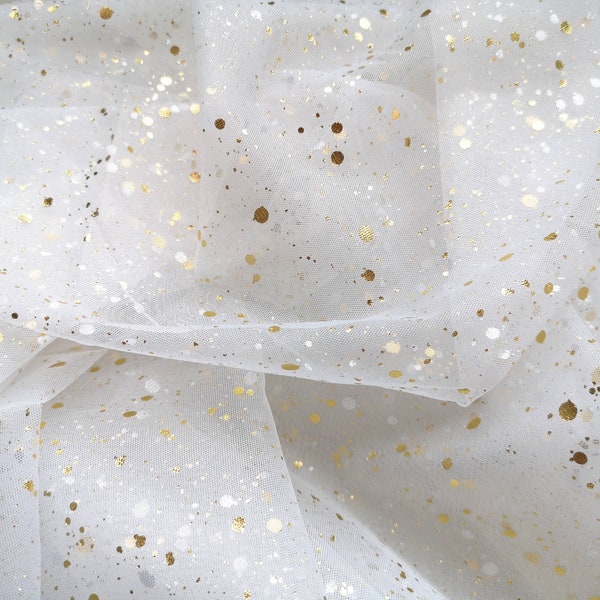 Gold Paint Dots Tulle,Sparkle Tulle,Ivory/Champagne/Black Lace Tulle,Veil Wedding Tulle Fabric,DIY Clothing Dress Tulle Material Accessories