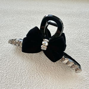 Rhinestone Hair Clip,Elegant Hair Clip,Bow Hair Clip,Velvet Bow Barrette,Hair Bows For Women,Velvet Hair Bow,Delicate Hair Clip,Hair Jewelry