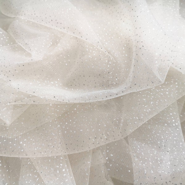 Glitter Sequins Tulle,Veil Sparkle Lace Tulle Fabric,Champagne Tulle,DIY Wedding Dress Tulle Material,Black/White/Ivory Tulle
