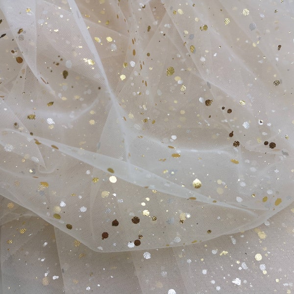 Champagne Sparkle Tulle,Glitter Gold Paint Dots Tulle,Ivory/Champagne/Black Lace Tulle,Veil Wedding Tulle Fabric,DIY Clothing Dress Tulle