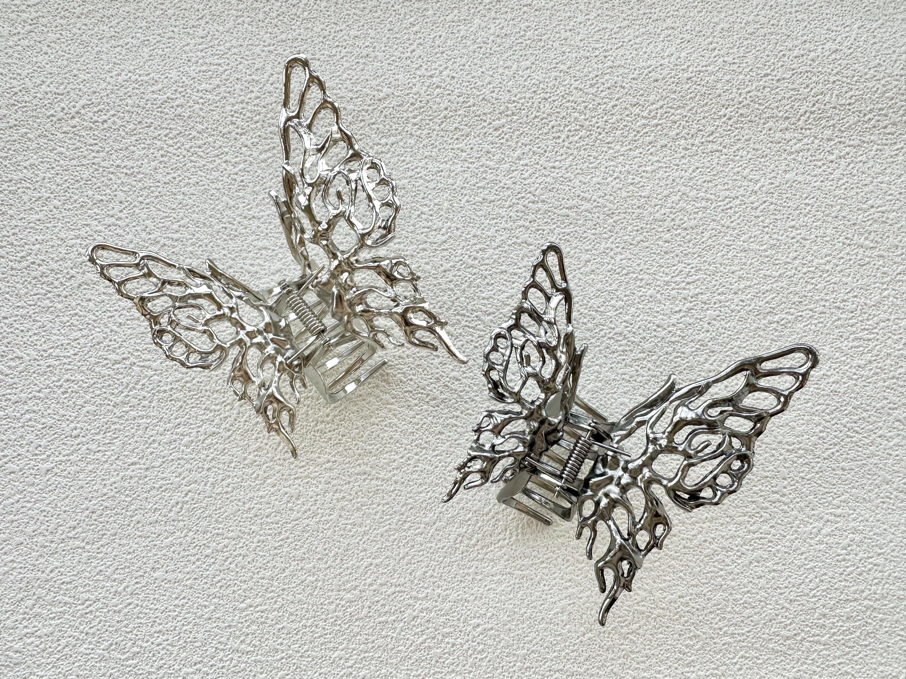 Vintage Silver Butterfly Barrette - Etsy display picture 1