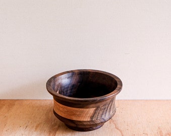 Small handmade dark and light/natural/wooden trinket bowl