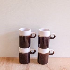 Set of 4 vintage/tri tone ceramic Japanese mugs