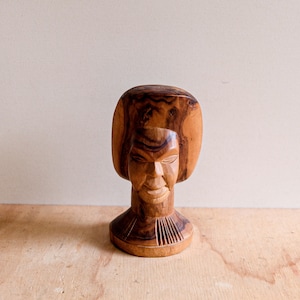 Vintage wooden/hand carved/sculpture of a tribal man/figurine/teak statue/natural wood art