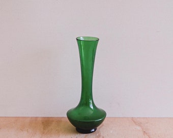 Vintage handmade Emerald green/Japanese glass vase