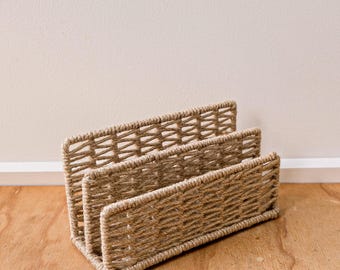 Vintage wicker/handmade rope/3 tier/wire/organiser/book rack