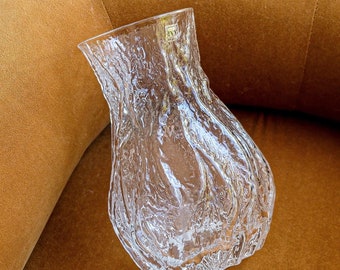 Large Vintage/Italian/Bark textured/IVV Selezioni/mouth blown/glass vase/vessel