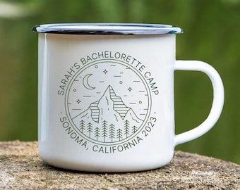 Personalized Camping Bachelorette Party Mug, Cabin Weekend Gift
