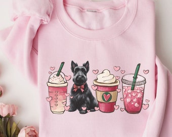 Scottish Terrier Coffee Sweatshirt, Dog Mom Gift