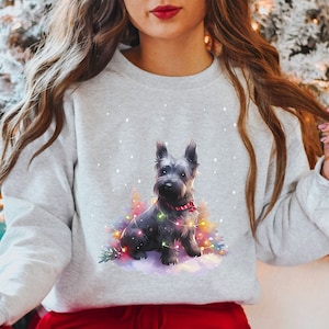 Hunde Scottie Scottish Terrier Weihnachtshemd, Hund Sweatshirt, Hund Mama Person Geschenk, Hundeshirt für Menschen, hässliche Weihnachtspullover Geschenke Hers His