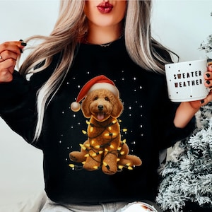 Dogs Curly Goldendoodle Christmas Dog Mama Sweatshirt,Dog Mom Person Gift,Dog Shirt For People,Ugly Christmas Sweater Gifts Christmas Hers