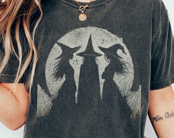 Camiseta de Halloween com tema de bruxa, Camiseta assustadora com tema de bruxas, Camiseta Comfort Color, Presente para bruxas, Roupa Wicca, Camiseta de bruxa grunge para presente, Vestuário de bruxaria
