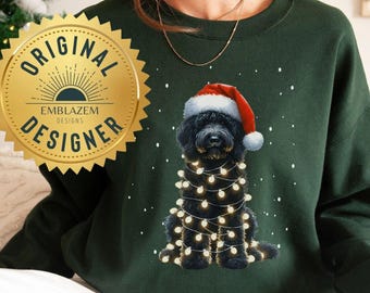 Black Goldendoodle Person Christmas Dog Sweatshirt ,Dog Mom Person Gift, Dog Shirt For People, Ugly Christmas Sweater, Gifts Christmas Hers