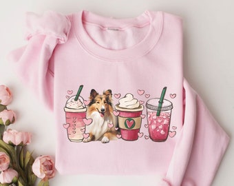 Shetland Sheepdog Sheltie Pink Bow Sweatshirt,Dog Shirt For People Dog Mom Person Gift Shirt New Dog Mama Mom Gift, Pink Bow Gifts Hers