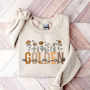 Golden Retriever Dog Mama Person Sweater Gifts, Floral Dog Mom Shirt Gifts Hers, Flower Pet Gift Dog Person Sweatshirt,Golden Mama Dog Shirt