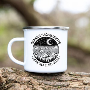 Bachelorette Party Mugs, Custom Group Camping Personalized Camp Mug, Girls Camping Weekend Trip,Cabin Weekend,Personalized Campfire Mug Gift