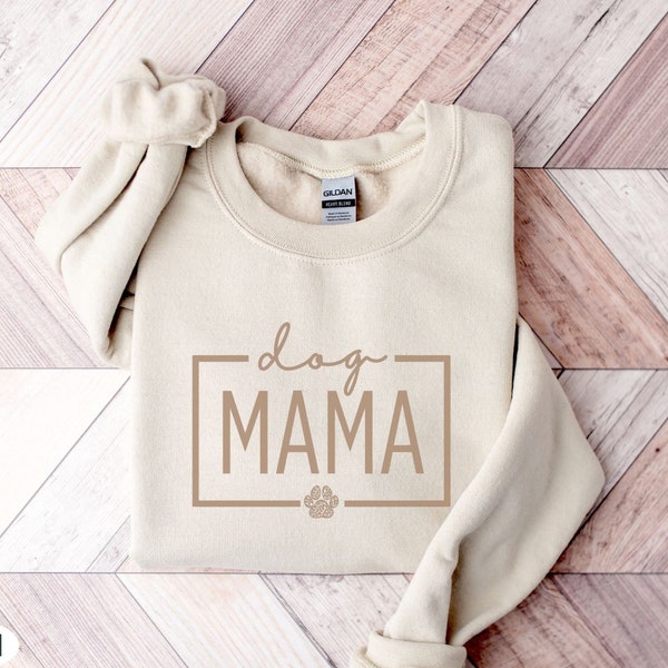 Minimalist Dog Mom Person Sweater Gifts, Dog Mama Shirt, Retro Dog Mom Crewneck Sweatshirt, Dog Mama Pullover, Pawprint Dog Shirt Gifts Hers