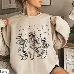 Raccoon Skeletons Dancing Shirt, Funny Halloween Shirts Hers, Raccoon Person Halloween Costume, Halloween Party Outfit, Racoon Mama Gift
