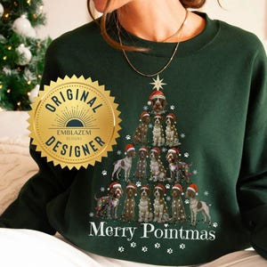 German Wirehaired Pointer SweatShirts GWP Dog Mom Person Gift, Dog Christmas Tree Lights Shirt,Dog Santa Hat Sweater,Christmas Gifts Hers